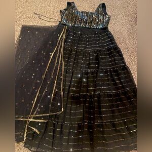 Gorgeous Black Sequins Lengha Choli. Perfect for reception!